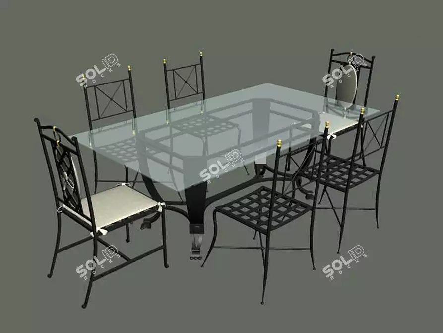 Elegant Wrought Iron Furniture 3D model image 1