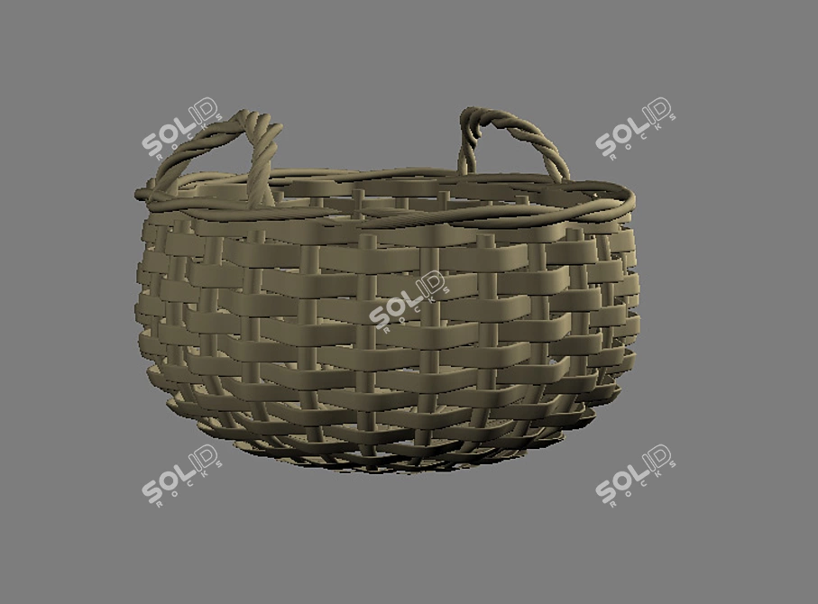 Woven Poly Basket: High-Poly Model 3D model image 1