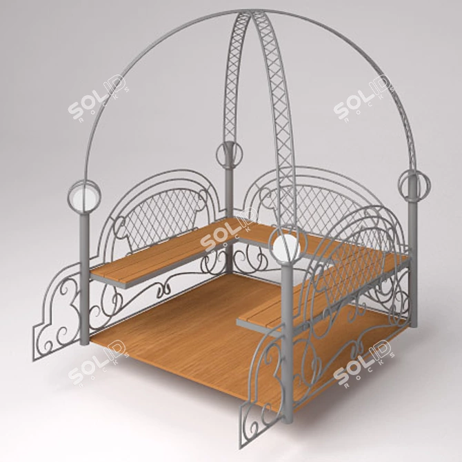 Elegant Wrought Iron Gazebo 3D model image 1