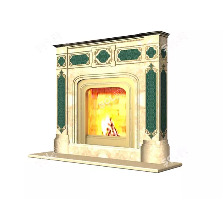 Classic Marble Fireplace 3D model image 1