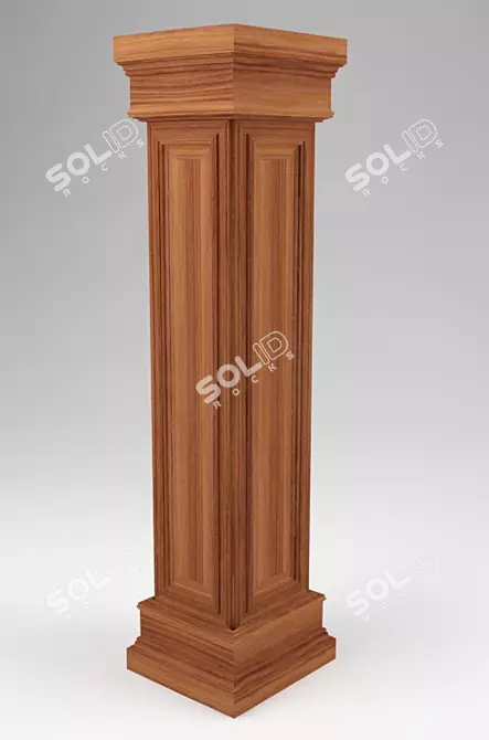 Wooden Column: Authentic Design, Textured, Compatible with 3DS Max & Vray 3D model image 1