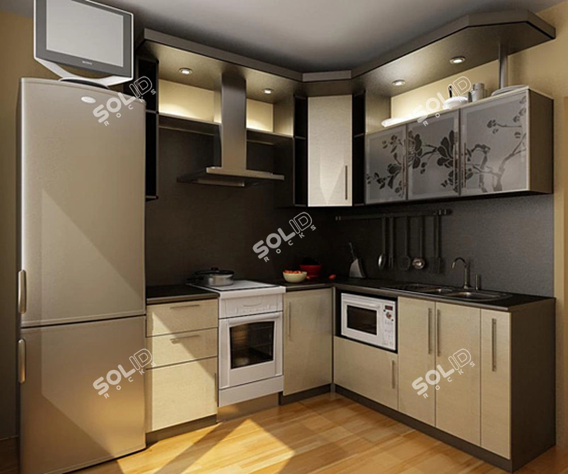 Illuminated Kitchen Atmosphere 3D model image 1