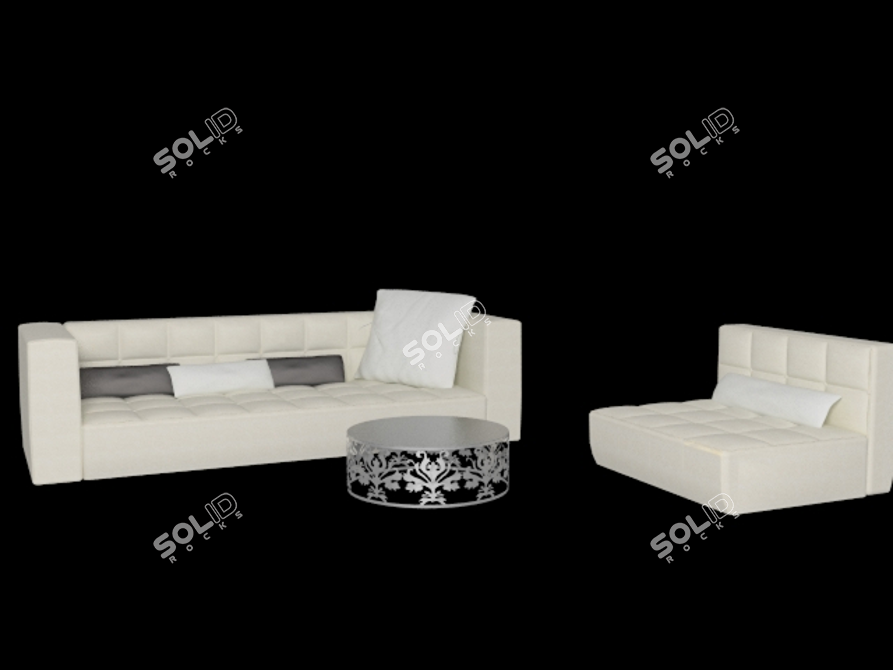 Elegant Living Set: Sofa & Armchair 3D model image 1