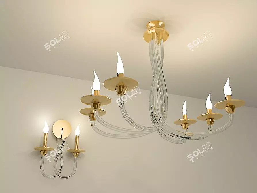 Elegant Glass Chandelier Set 3D model image 1