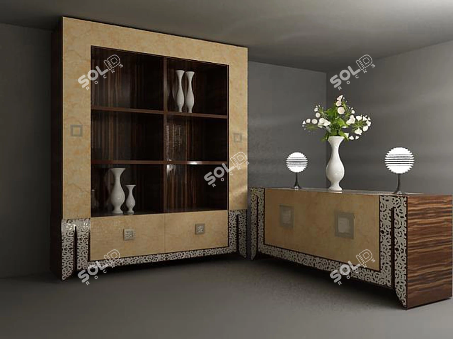 Title: Elegant Oak Chest of Drawers 3D model image 1