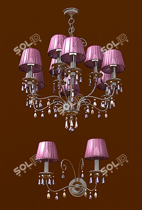 Elegant Lighting Set|Bedroom Chandelier & Wall Lamp 3D model image 1