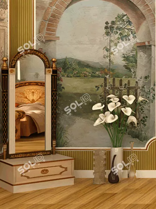 Elegant Reflection Mirror 3D model image 1