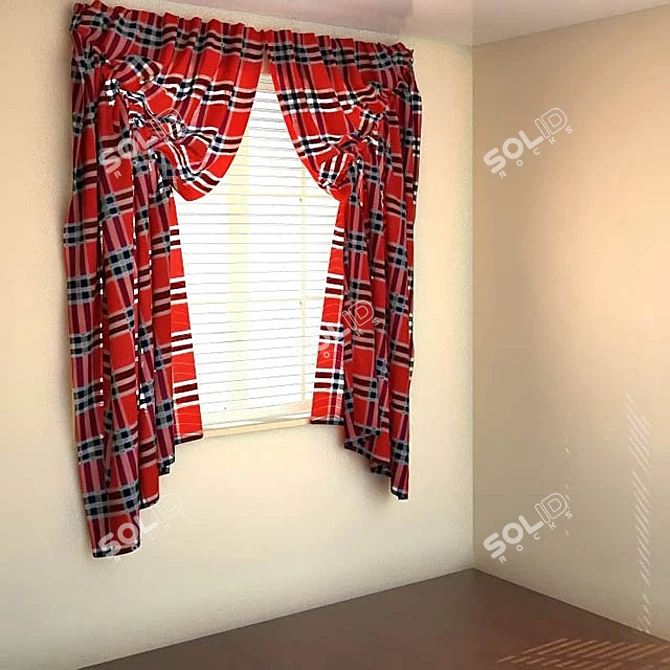 Elegant Italian Corded Curtains 3D model image 1