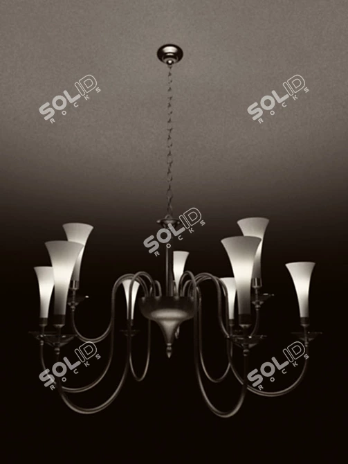 Kolarz Chandelier: White Chrome H120 D90 3D model image 1