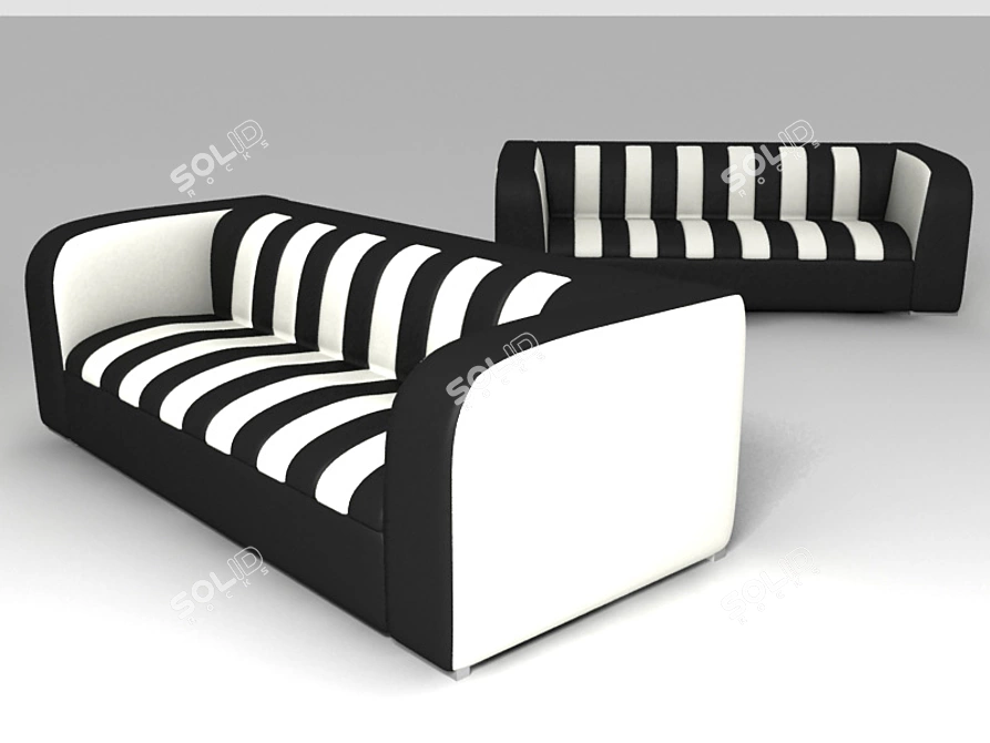 Stylish Line Sofas in Various Sizes 3D model image 1