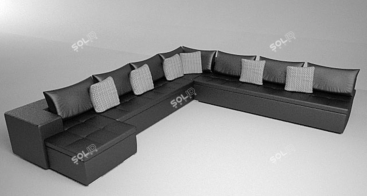 Luxury Italian Leather Sofa 3D model image 1