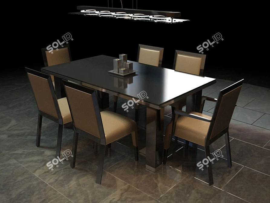 Salon-Inspired Dining Table: Exquisite Craftsmanship 3D model image 1