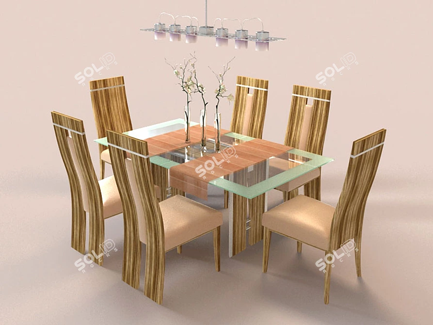 Designer Dining Set 3D model image 1