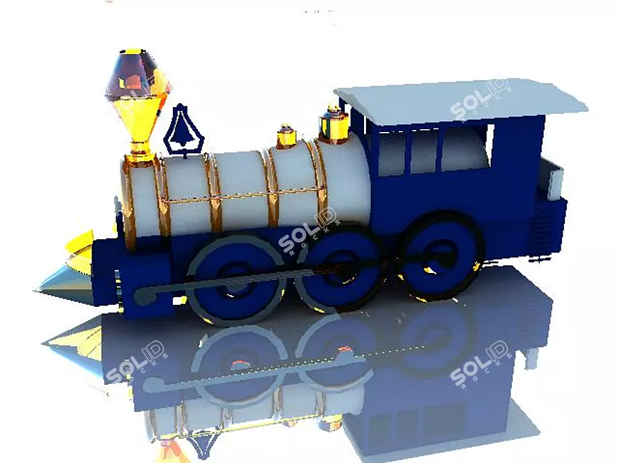 Dream Express: Blue and Gold Toy Train 3D model image 1