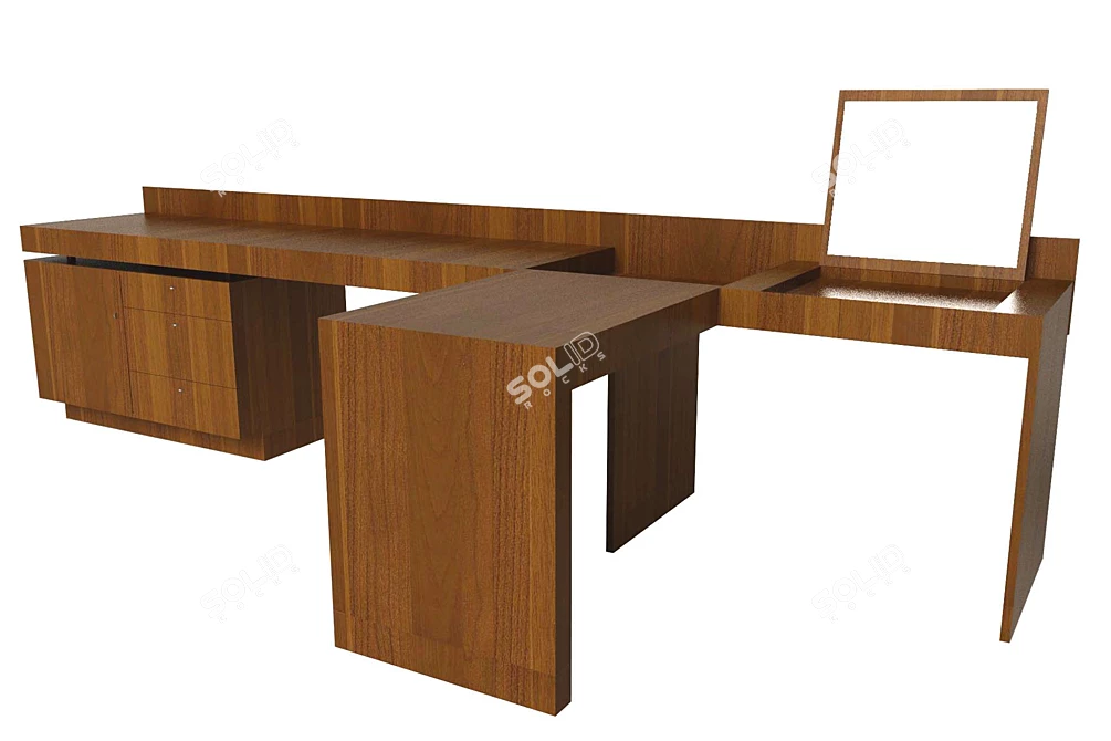 Wood and Metal Writing Desk 3D model image 1