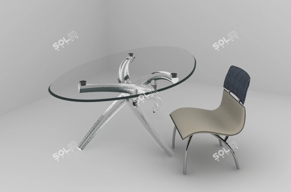 Modern Dining Set, Herman Sedie Factory 3D model image 1