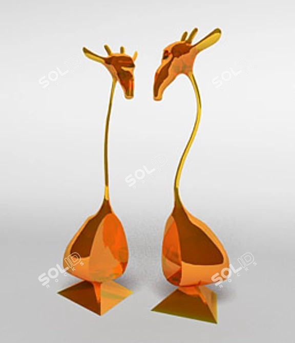 Colorful Glass Giraffe Figurines 3D model image 1