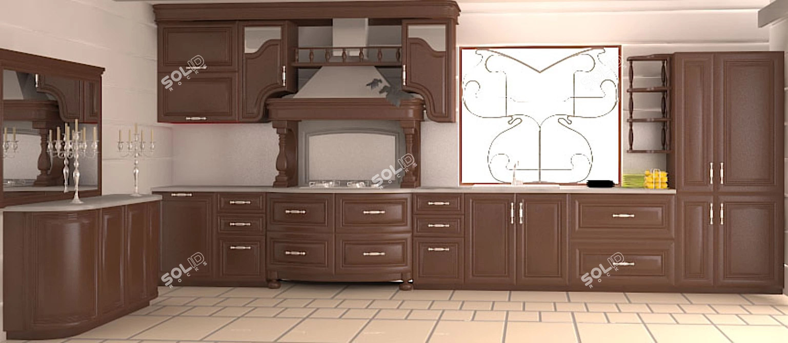Elegant Modern Kitchen 3D model image 1