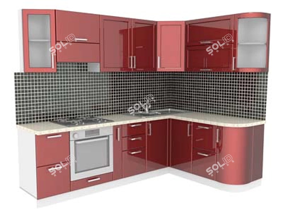 Painted MDF: Sleek Kitchen Cabinet 3D model image 1