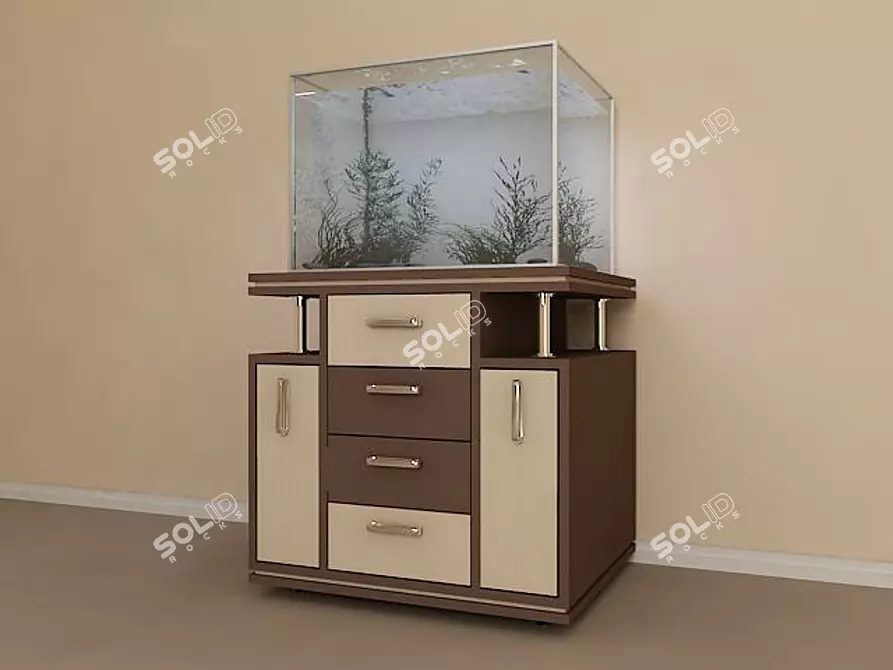 Elevated Haven: Aquarium with Pedestal 3D model image 1