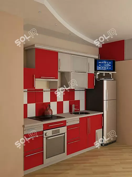 Modern Kitchen Design 3D model image 1