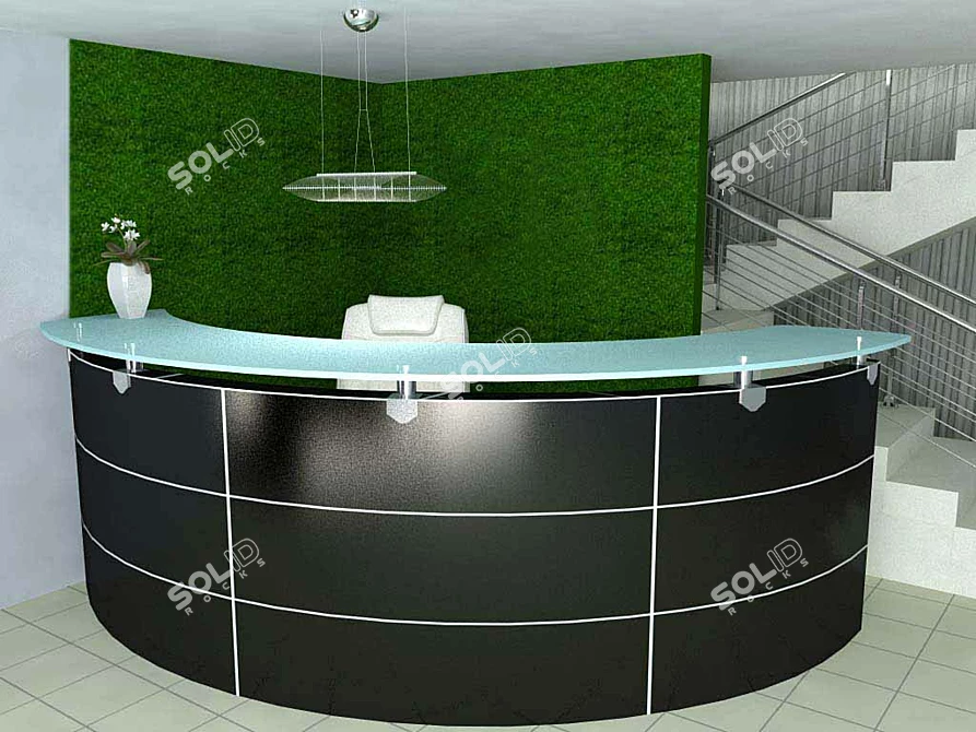 Sleek Black Reception Desk 3D model image 1