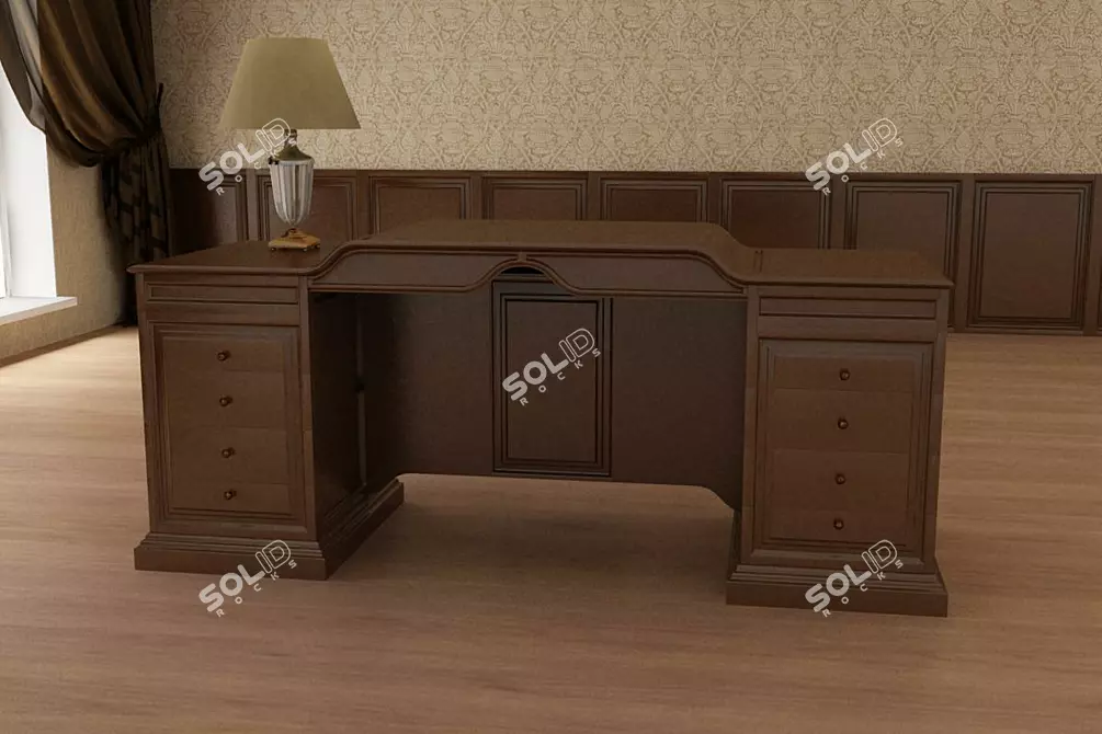 Classic Table in Cabinet | Wood Texture 3D model image 1