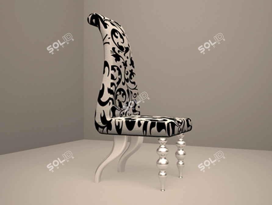 Elegant Modenese Chair with Ornate Legs 3D model image 1