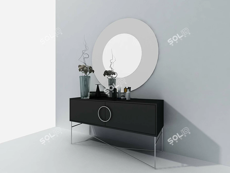 Elegant PORADA Mirror with Accessories 3D model image 1