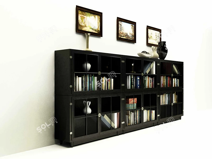 Modern Fusion Bookshelf with Accessories 3D model image 1