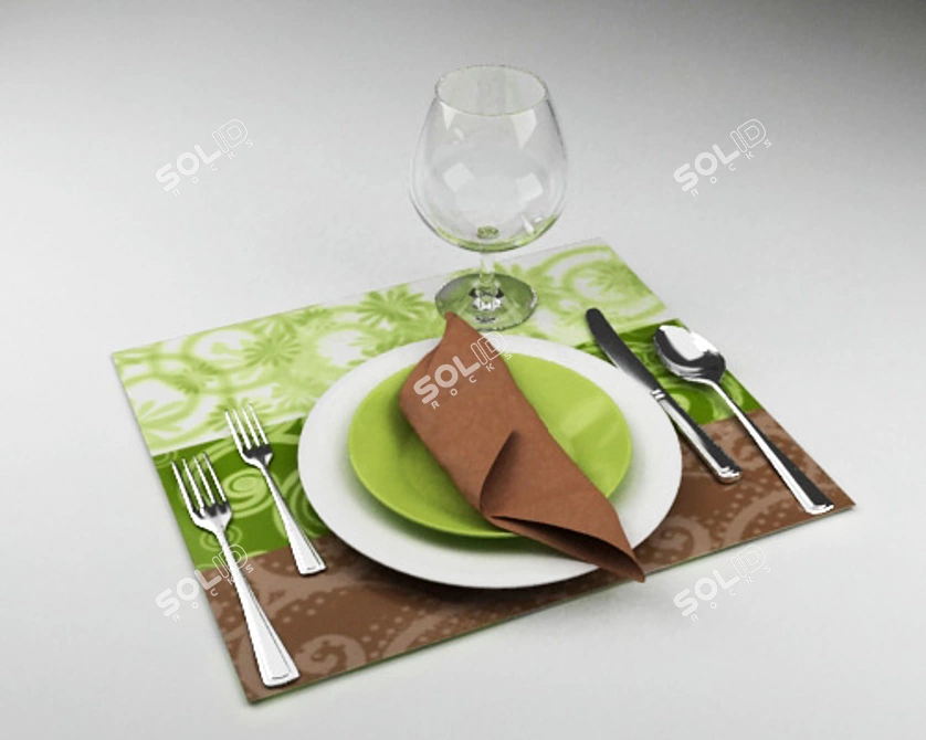 Elegant Dining Essentials 3D model image 1