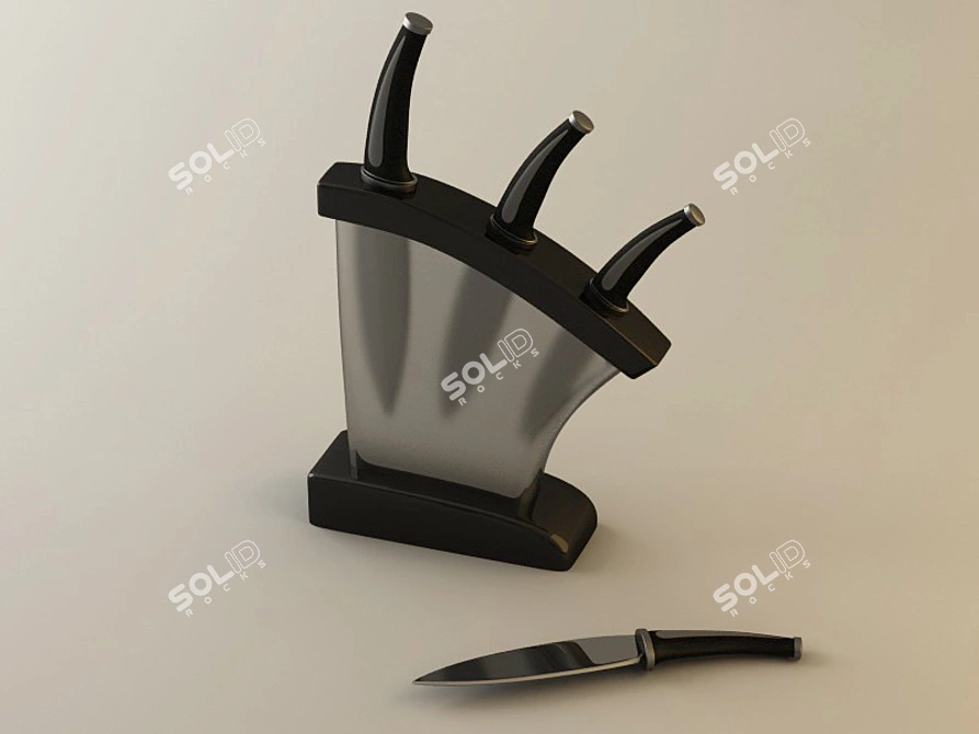 Versatile Knife Set with Stand 3D model image 1