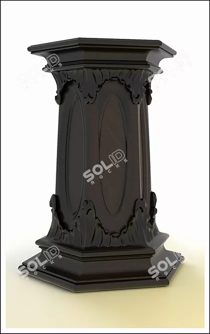 Artistic Wooden Pedestal 3D model image 1