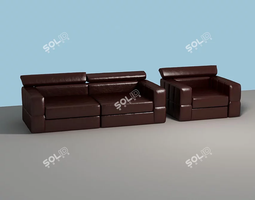 3D Sofa and Armchair Bundle 3D model image 1