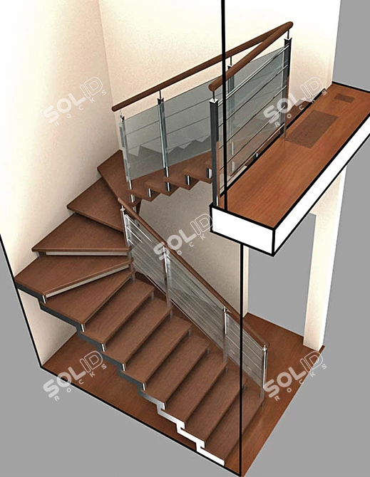 Elegant Spiral Staircase 3D model image 1