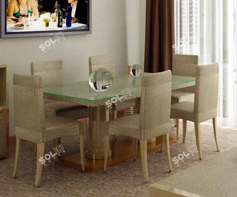 Elegant Dining Set: J001 Collection 3D model image 1