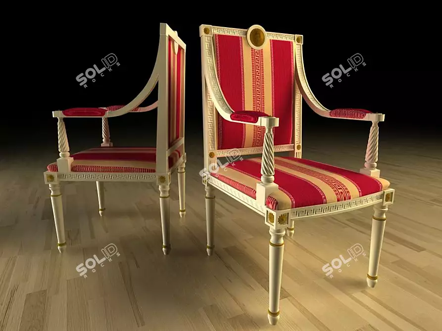 Elegant Empire-Style Chair 3D model image 1