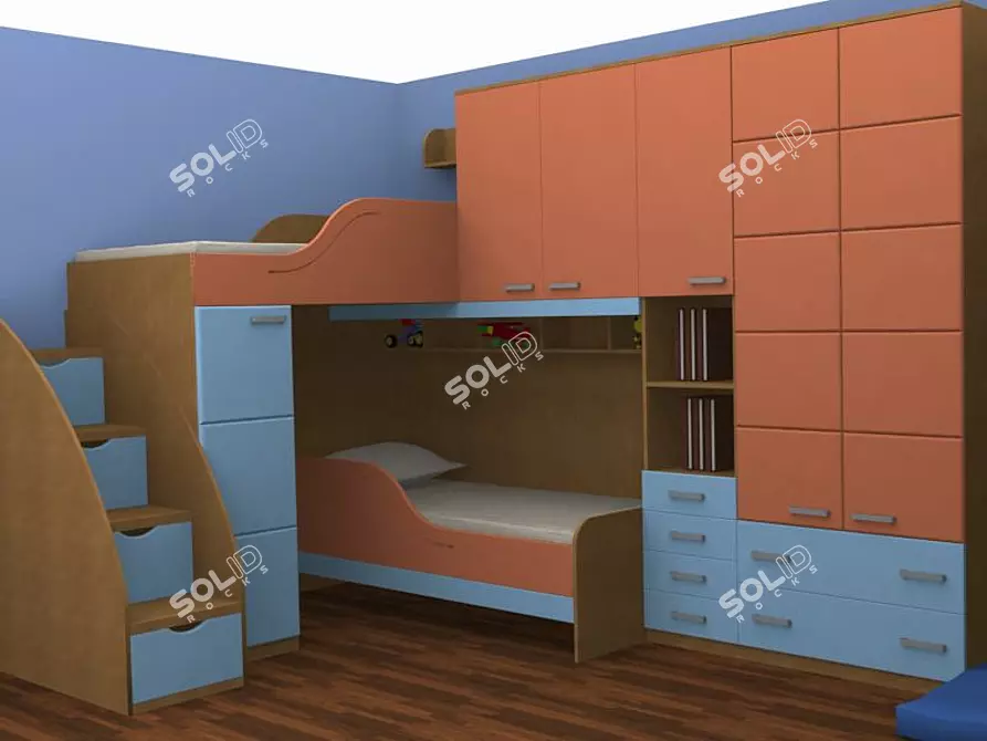 Kids' Table with Shelves: A Dream Come True 3D model image 1