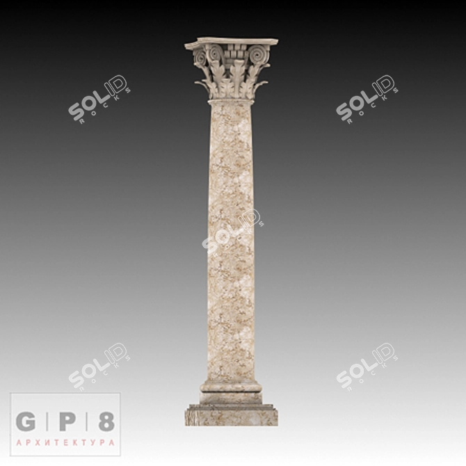 Elegant Corinthian Column 3D model image 1