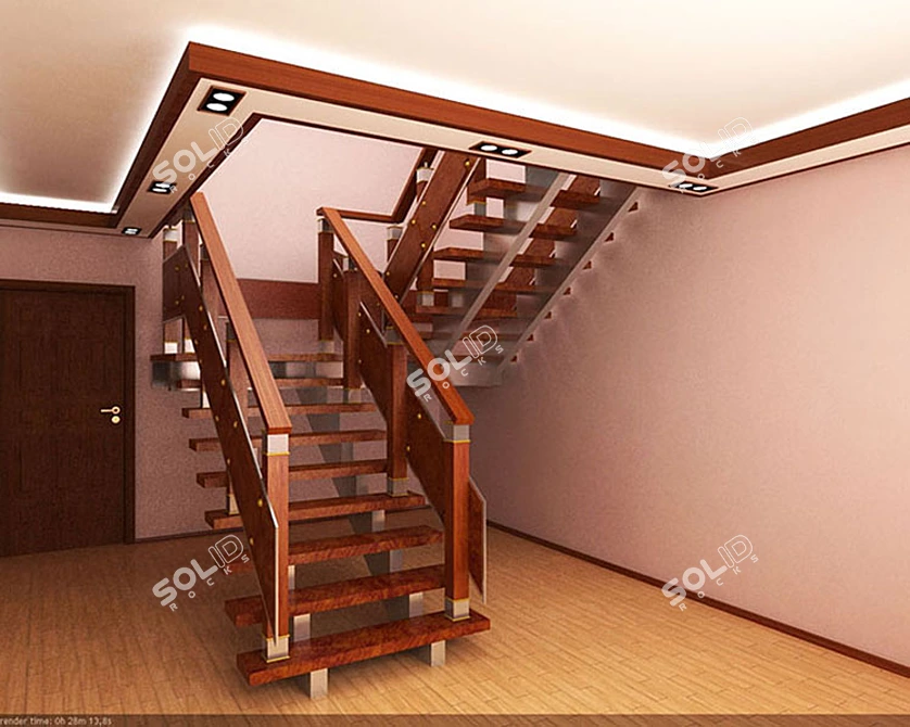 Dual-Level Home Ladder Set 3D model image 1