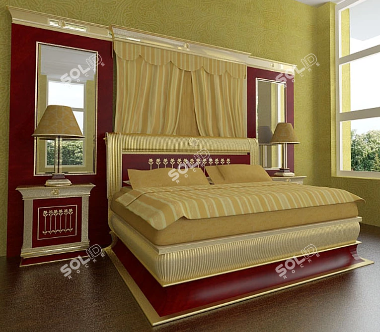 Elegant Spanish Bed 3D model image 1