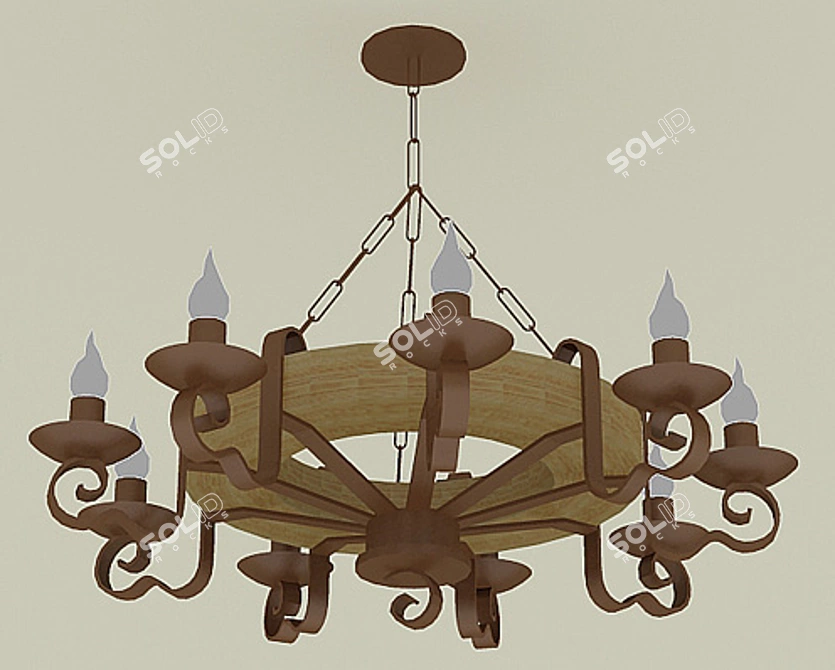 Title: Rustic Taverna Chandelier 3D model image 1