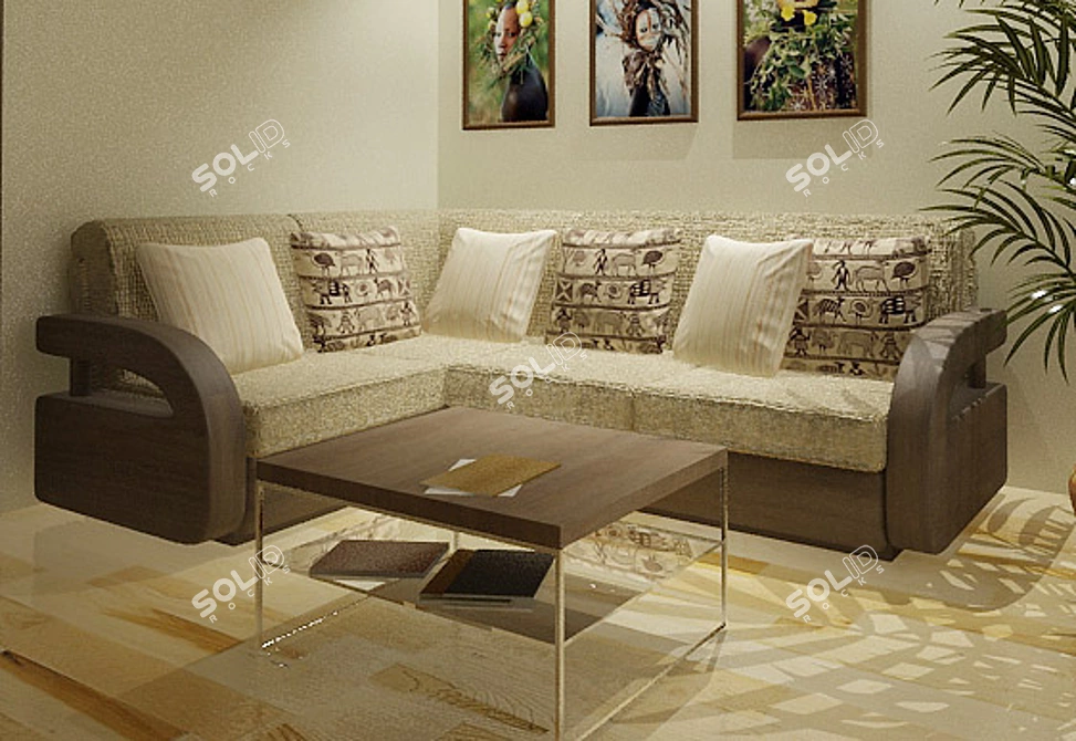 Luxury Textured Sofa 3D model image 1