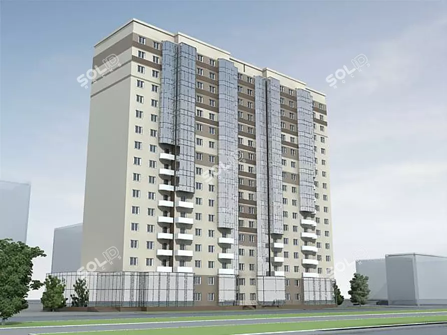 17-Floor Modern Residence  3D model image 1