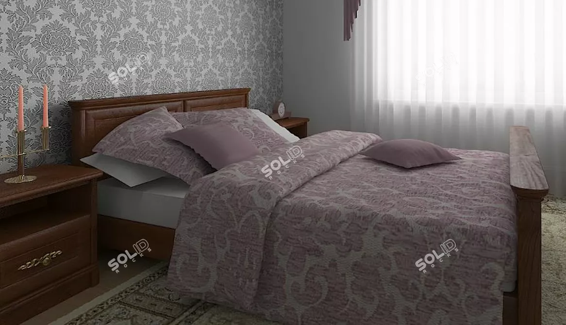 Elegant Kent Bed 3D model image 1