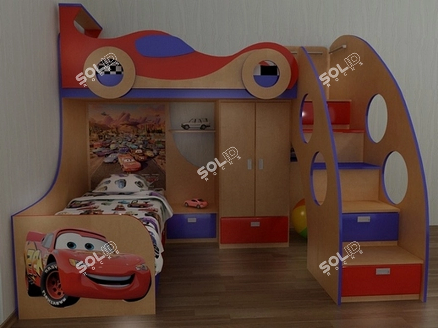 "Cars" 2-Level Children's Bed 3D model image 1