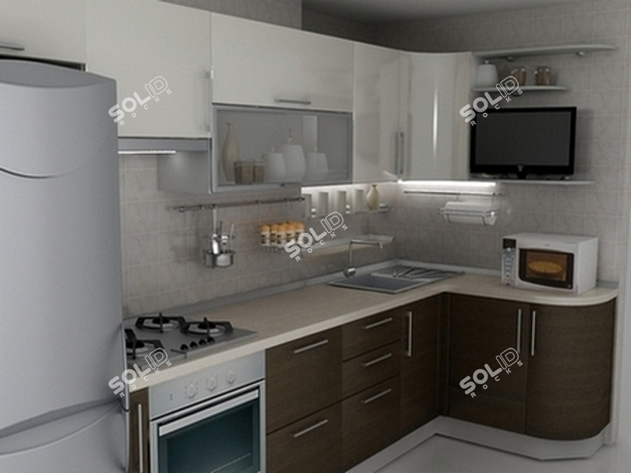 Title: Niche Kitchen. Complete Materials. 3D model image 1