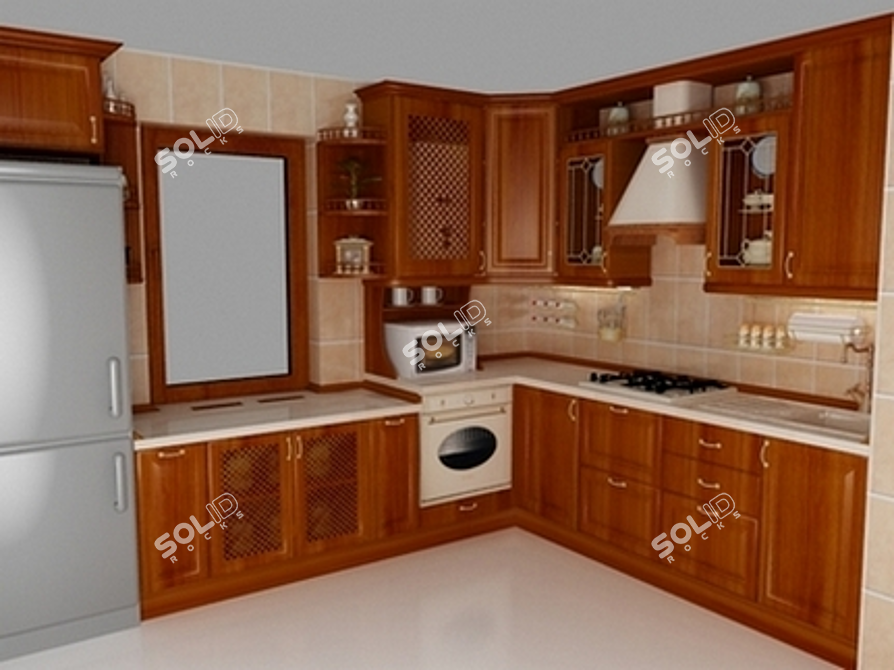 Rustic Country Kitchen 3D model image 1