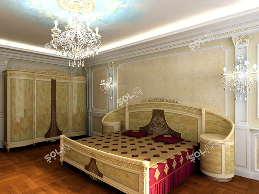 Italian Texture-Enhanced Heavy Bed 3D model image 1