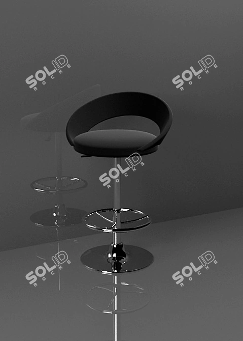 Modern Metal Bar Stool 3D model image 1